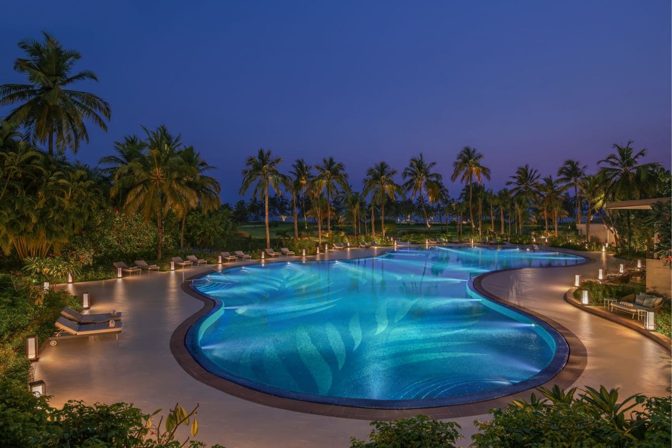 The swimming pool complex at the St. Regis Goa, completed by Safe Water India